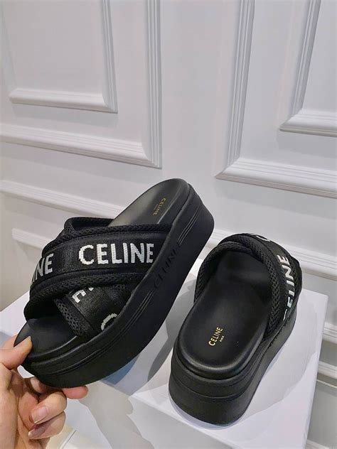 CELINE BLOCK SLIDE in MESH & TEXTILE .